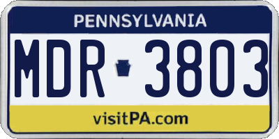 PA license plate MDR3803