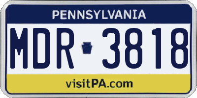PA license plate MDR3818