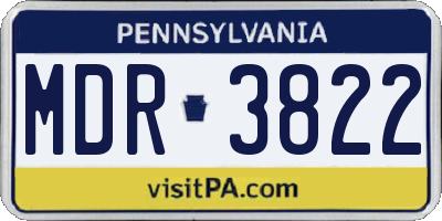 PA license plate MDR3822