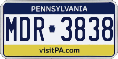 PA license plate MDR3838