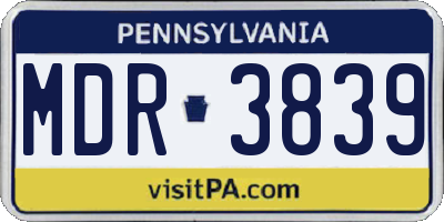 PA license plate MDR3839