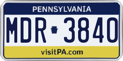 PA license plate MDR3840