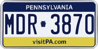 PA license plate MDR3870