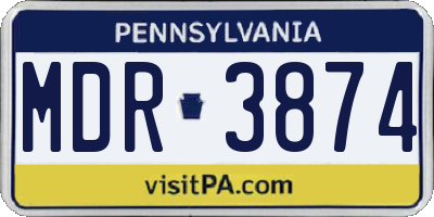 PA license plate MDR3874