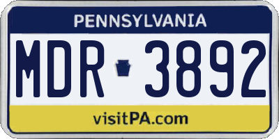 PA license plate MDR3892