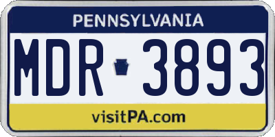 PA license plate MDR3893