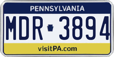 PA license plate MDR3894