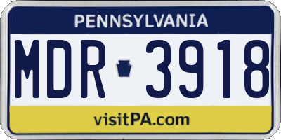 PA license plate MDR3918