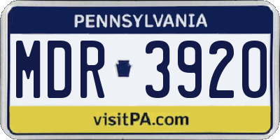 PA license plate MDR3920