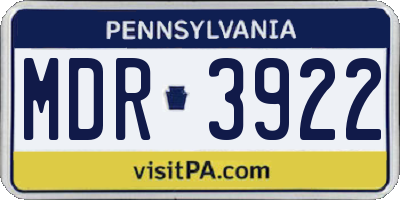 PA license plate MDR3922
