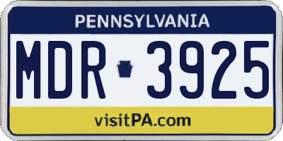 PA license plate MDR3925