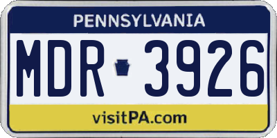 PA license plate MDR3926