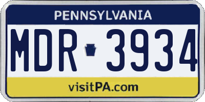 PA license plate MDR3934