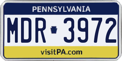 PA license plate MDR3972