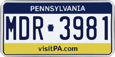 PA license plate MDR3981