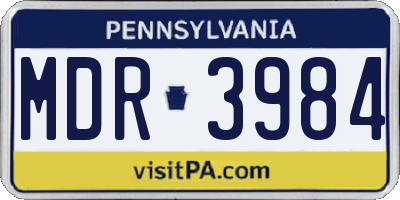 PA license plate MDR3984