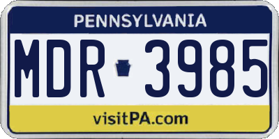 PA license plate MDR3985
