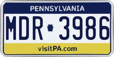 PA license plate MDR3986