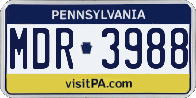 PA license plate MDR3988