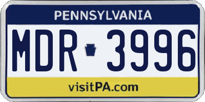 PA license plate MDR3996