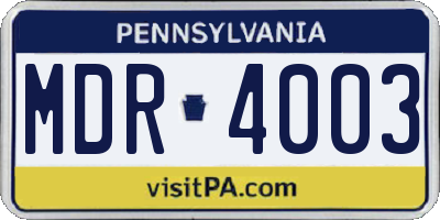 PA license plate MDR4003