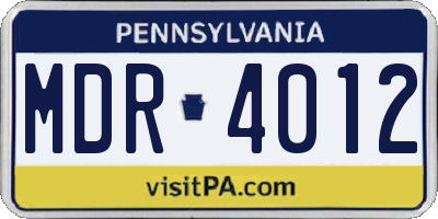 PA license plate MDR4012
