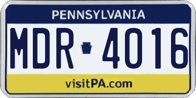 PA license plate MDR4016