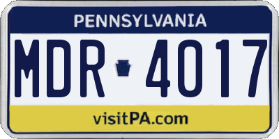 PA license plate MDR4017