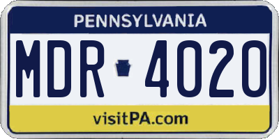 PA license plate MDR4020