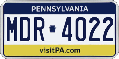 PA license plate MDR4022