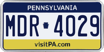 PA license plate MDR4029
