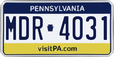 PA license plate MDR4031
