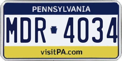 PA license plate MDR4034
