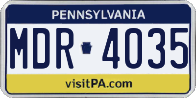 PA license plate MDR4035