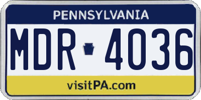 PA license plate MDR4036