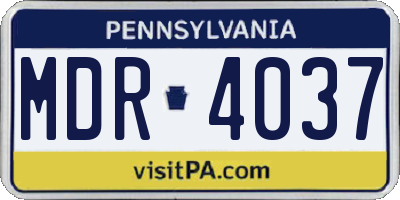 PA license plate MDR4037
