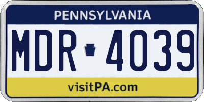 PA license plate MDR4039