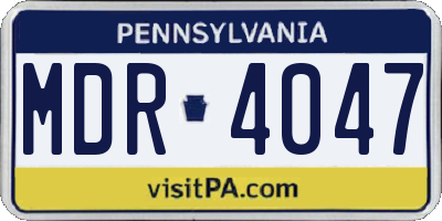 PA license plate MDR4047