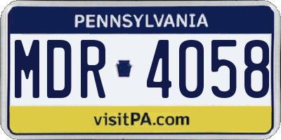 PA license plate MDR4058