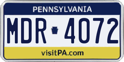 PA license plate MDR4072