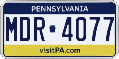 PA license plate MDR4077