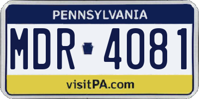 PA license plate MDR4081