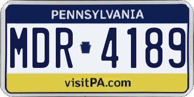 PA license plate MDR4189