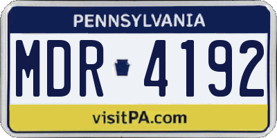 PA license plate MDR4192