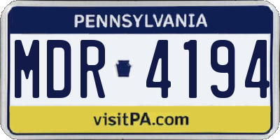 PA license plate MDR4194