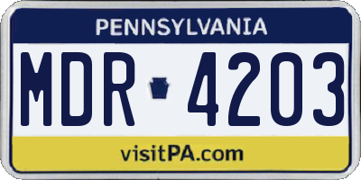 PA license plate MDR4203