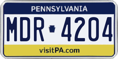 PA license plate MDR4204