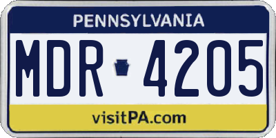 PA license plate MDR4205