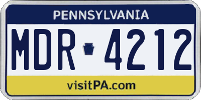 PA license plate MDR4212