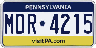 PA license plate MDR4215